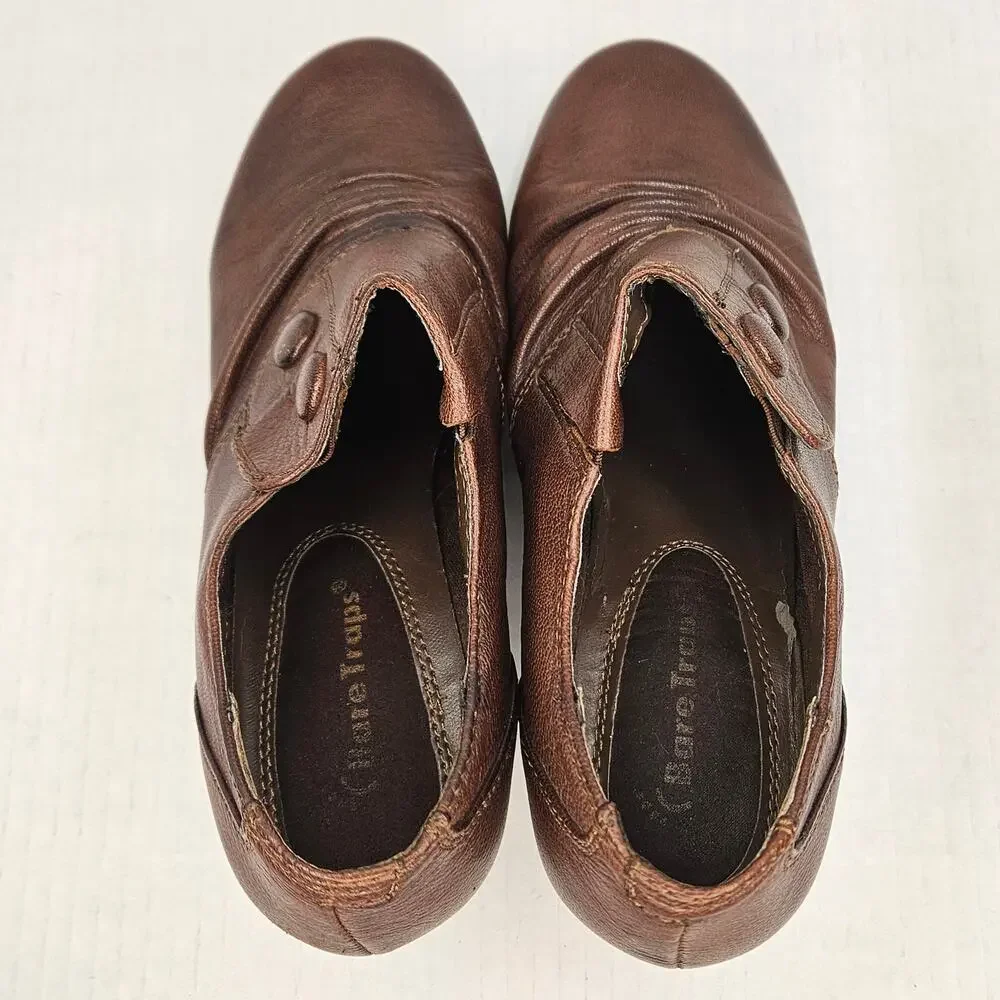 BARETRAPS Brown Leather Tyley Stacked Cone Heel‎ Booties Size 6.5 M